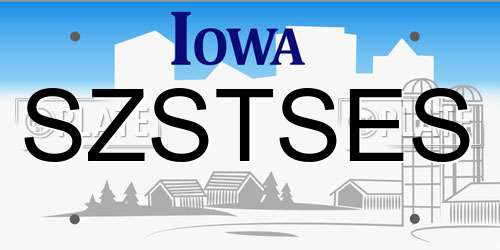 SZSTSES Iowa License Plate