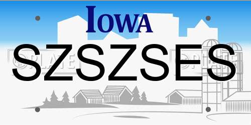 SZSZSES Iowa License Plate