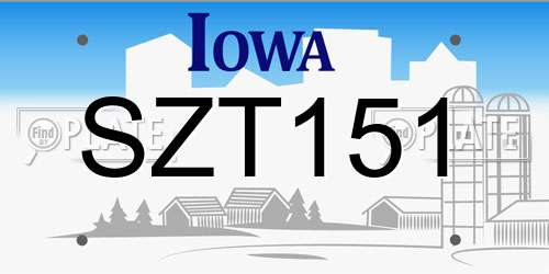 SZT151 Iowa License Plate