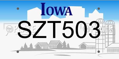 SZT503 Iowa License Plate