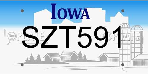 SZT591 Iowa License Plate