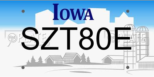 SZT80E Iowa License Plate