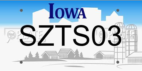 SZTS03 Iowa License Plate