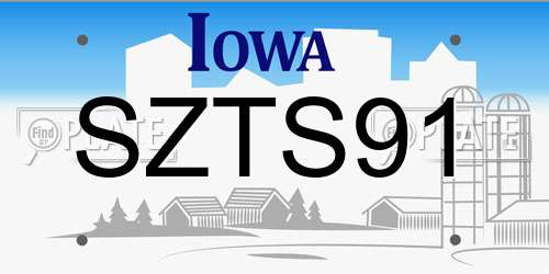 SZTS91 Iowa License Plate