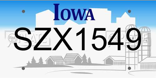 SZX1549 Iowa License Plate