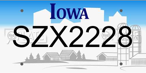 SZX2228 Iowa License Plate