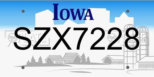 SZX7228 Iowa License Plate