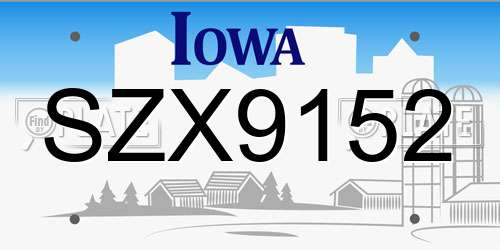 SZX9152 Iowa License Plate