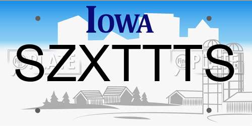 SZXTTTS Iowa License Plate