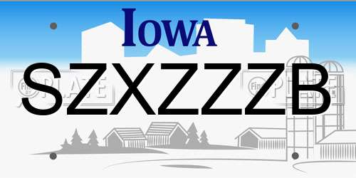 SZXZZZB Iowa License Plate