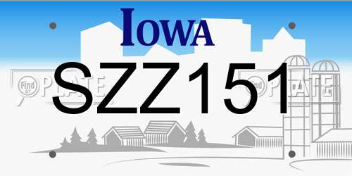 SZZ151 Iowa License Plate