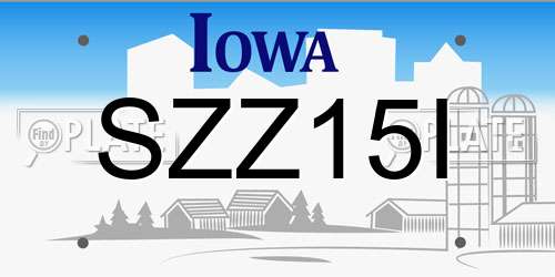 SZZ15I Iowa License Plate