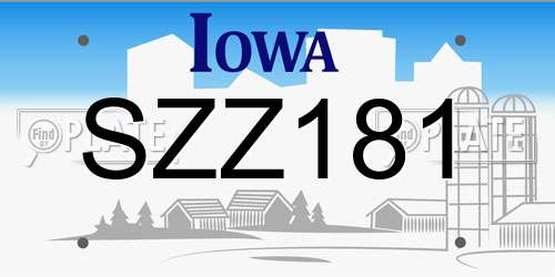 SZZ181 Iowa License Plate