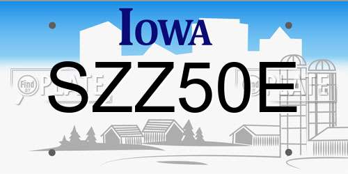 SZZ50E Iowa License Plate
