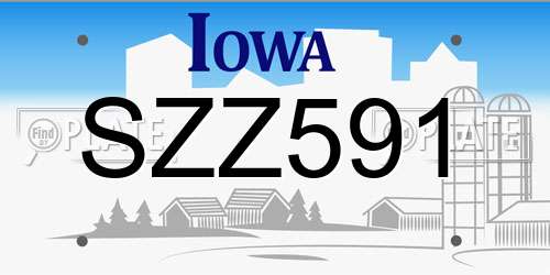 SZZ591 Iowa License Plate