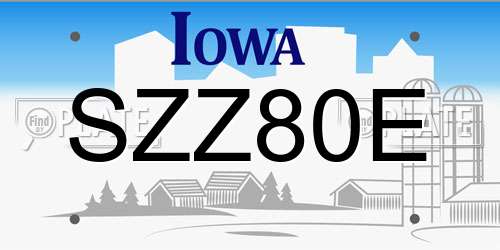 SZZ80E Iowa License Plate