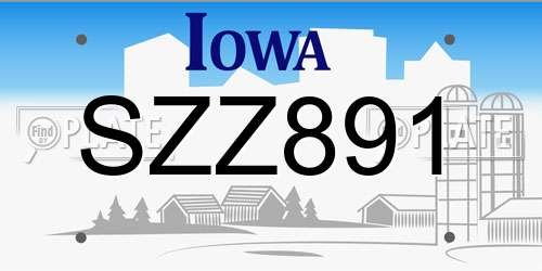 SZZ891 Iowa License Plate
