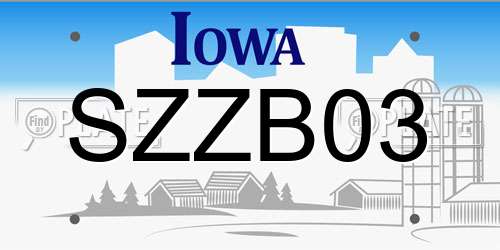 SZZB03 Iowa License Plate