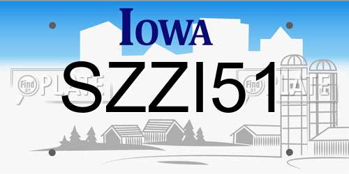 SZZI51 Iowa License Plate