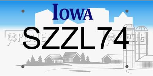 SZZL74 Iowa License Plate