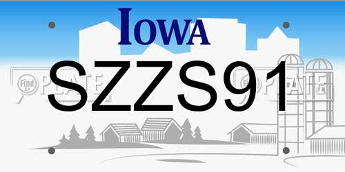 SZZS91 Iowa License Plate