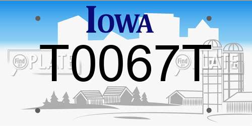 T0067T Iowa License Plate