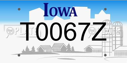 T0067Z Iowa License Plate
