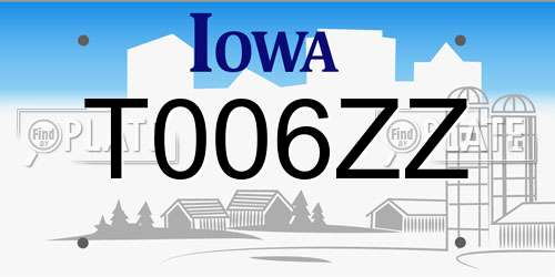T006ZZ Iowa License Plate