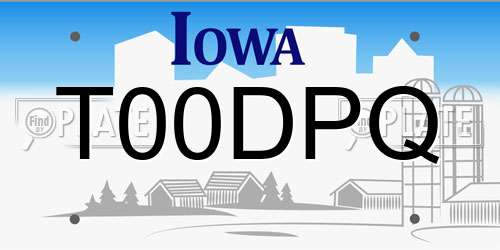 T00DPQ Iowa License Plate