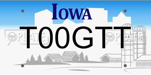 T00GTT Iowa License Plate
