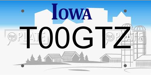 T00GTZ Iowa License Plate