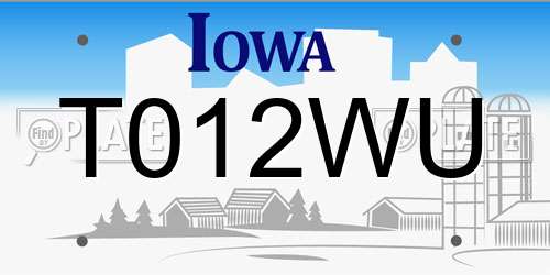 T012WU Iowa License Plate