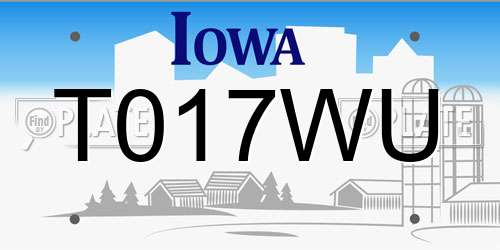 T017WU Iowa License Plate
