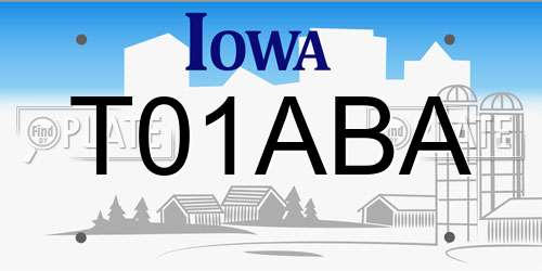 T01ABA Iowa License Plate