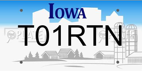 T01RTN Iowa License Plate