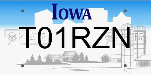 T01RZN Iowa License Plate