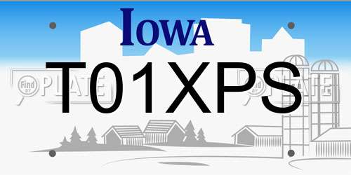 T01XPS Iowa License Plate