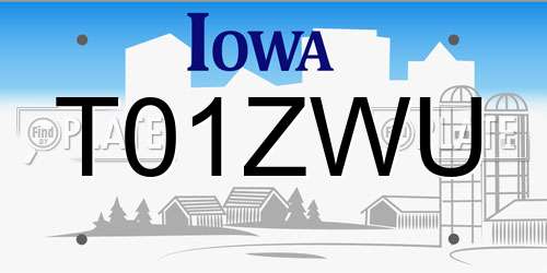 T01ZWU Iowa License Plate