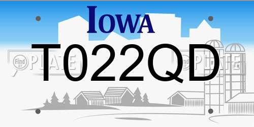 T022QD Iowa License Plate