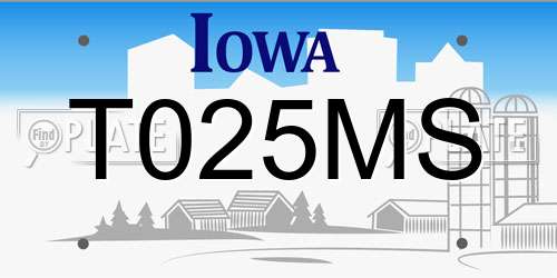 T025MS Iowa License Plate