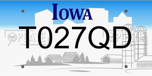 T027QD Iowa License Plate