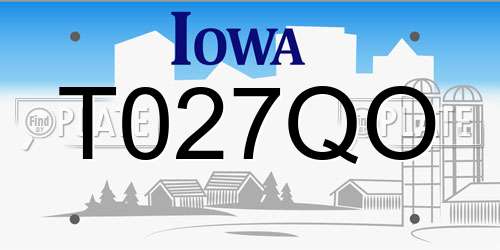 T027QO Iowa License Plate