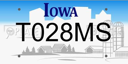 T028MS Iowa License Plate
