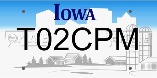 T02CPM Iowa License Plate