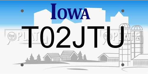 T02JTU Iowa License Plate