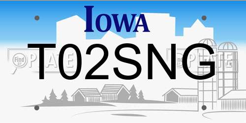 T02SNG Iowa License Plate