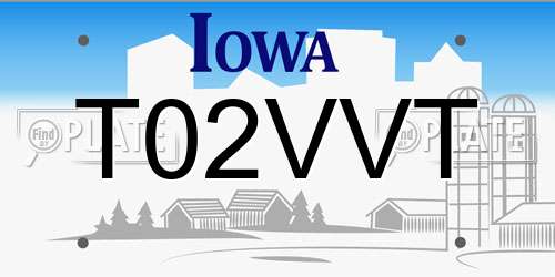 T02VVT Iowa License Plate