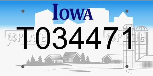 T034471 Iowa License Plate