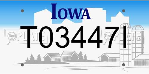 T03447I Iowa License Plate