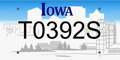 T0392S Iowa License Plate